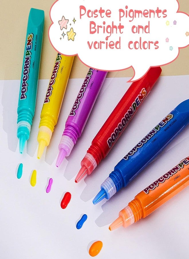 Crackles Popcorn Drawing Pen Magic Puffy 3D DIY Colorful Art Safe kids Marker for Birthday Gift Colour Pen Set Of 6 Pop up Effect pens for Kids Birthday Return Gift party- Pack of 1 (6 Pens) - Image 2